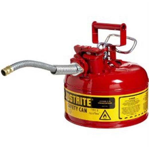 1 Gallon, 5/8" Metal Hose, Steel Safety Can for Flammables, Type II, AccuFlow, Red 