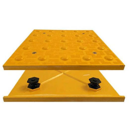Access Tile Federal Yellow Replaceable ADA Detectable Warning Mat - 2' x 4'