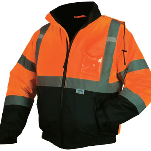 Hi-Vis Orange, Bomber Jacket w/ Quilted Lining, XX-Large 